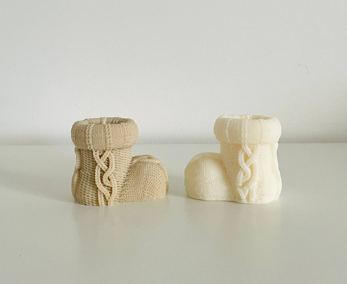 Wollschuh-Kerze Beige