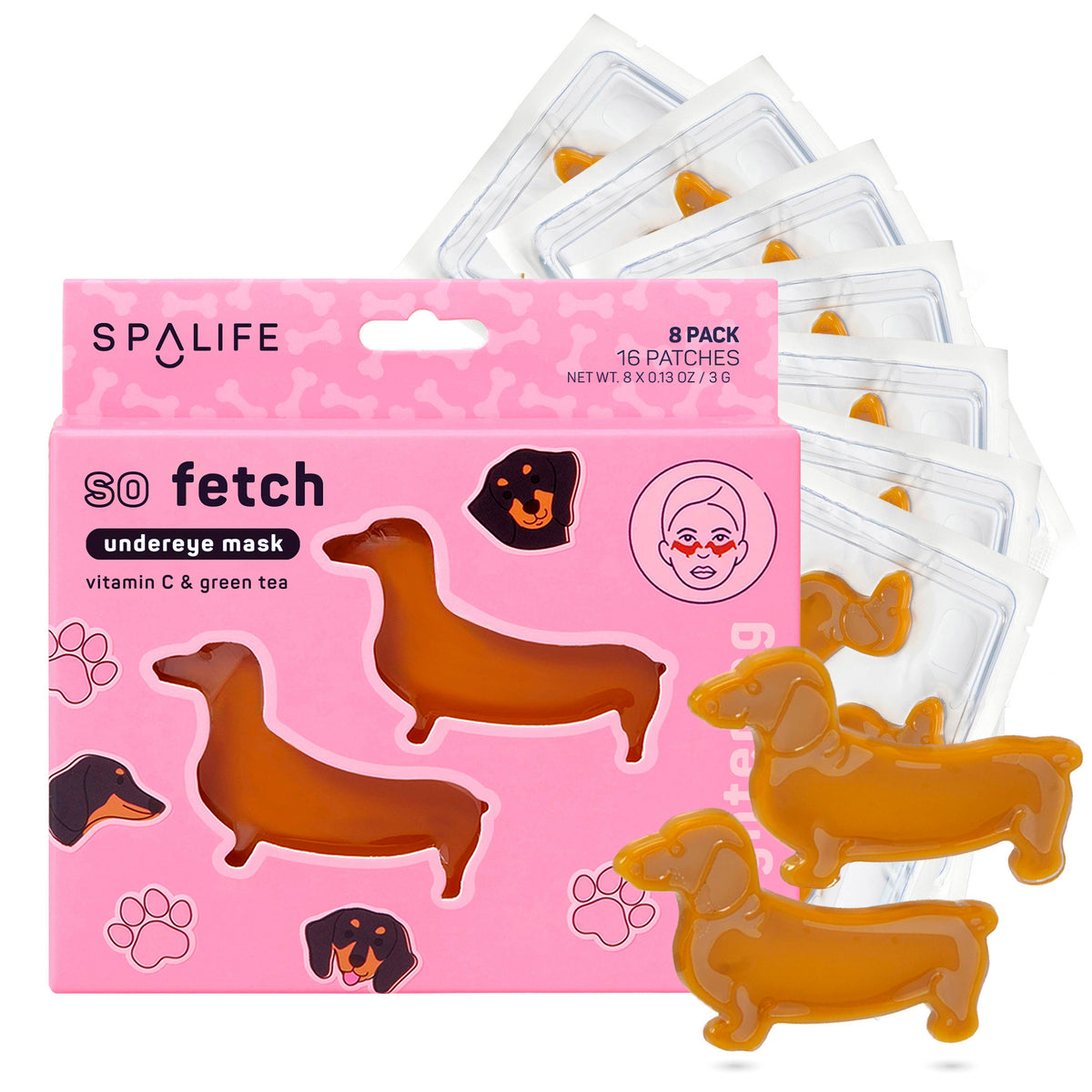 So Fetch Viral Dackel-Hunde-Augenpatches | Beauty-Geschenk, 8 Stück